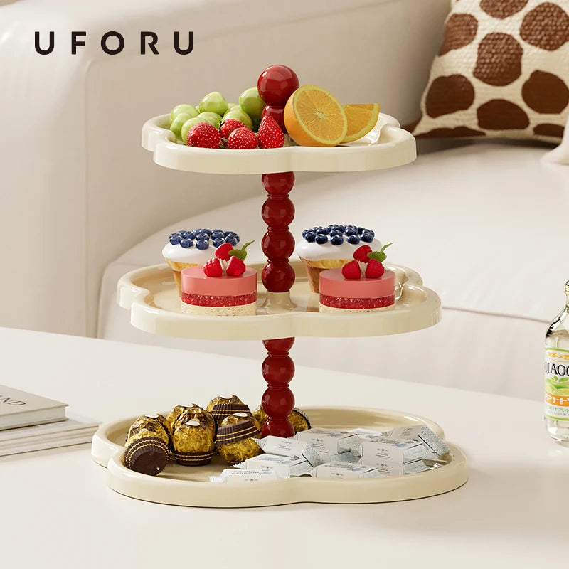 UFORU Luxe Fruit & Dessert Tray – Elegante Meerdere Lagen voor Snacks & Gebak